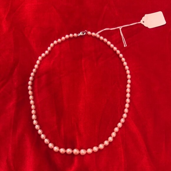VINTAGE PINK FRESH WATER PEARLS NECKLACE - Picture 1 of 7